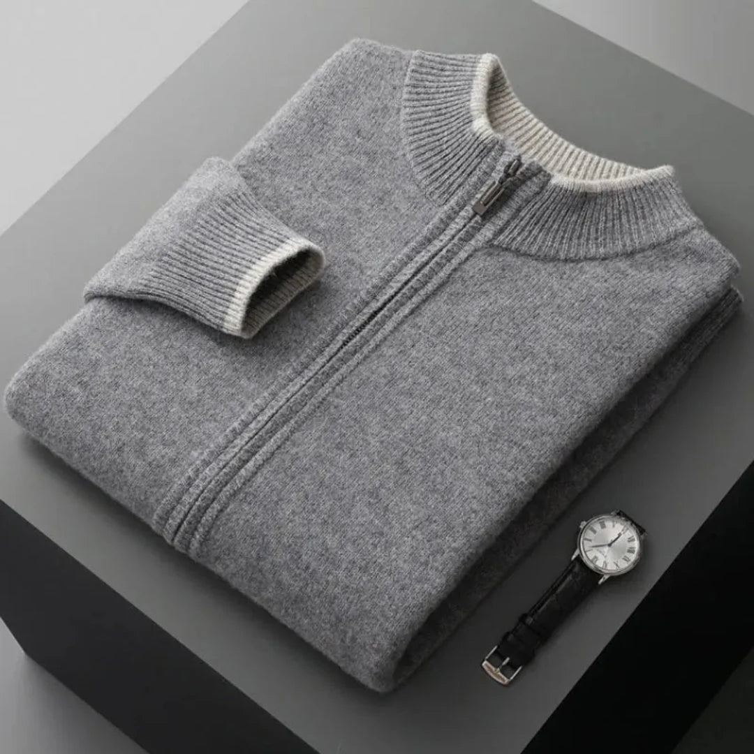 Brody merino wool ribbed full-zip jacket and relaxed pants two-piece set for versatile everyday wear