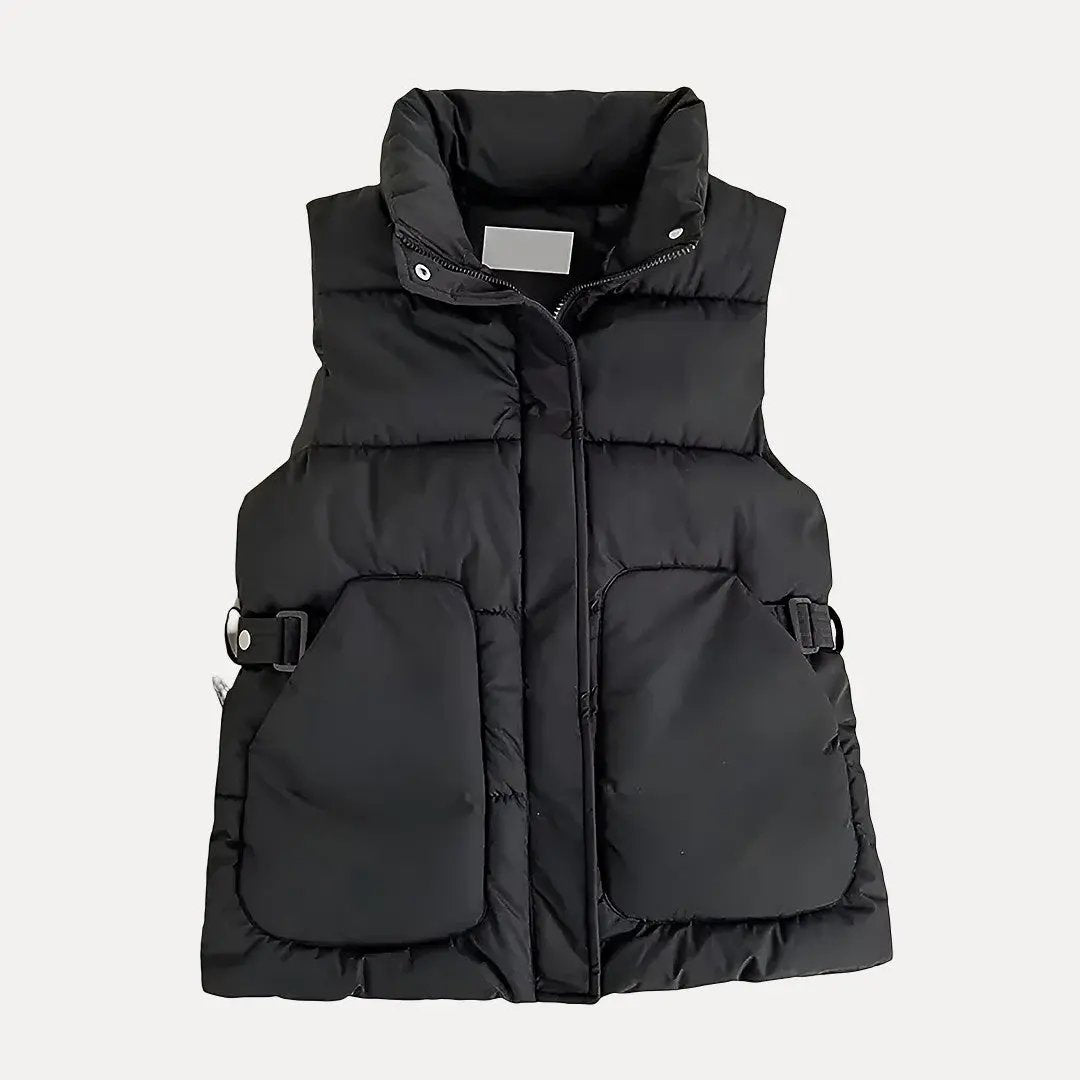 Women's sleeveless down cotton vest lightweight cozy layering piece for autumn winter casual relaxed fit