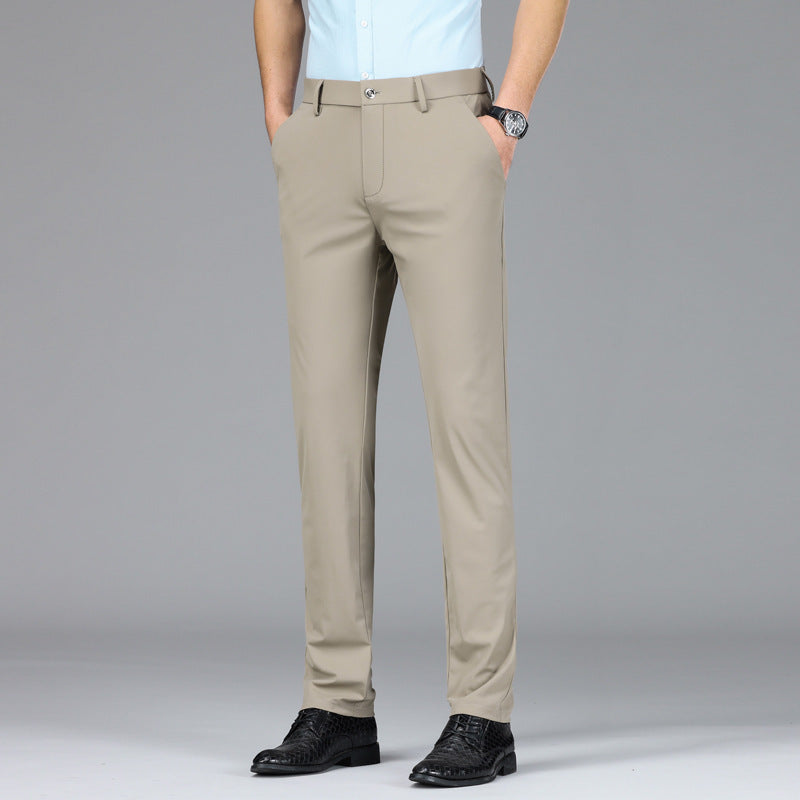 Brooks slim fit trousers lightweight stretch fabric tailored silhouette professional modern cut