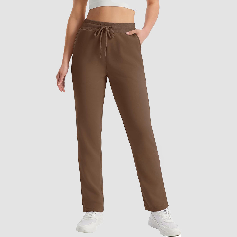 Women's sherpa lined fleece sweatpants water-resistant thermal winter fit cozy warm casual style