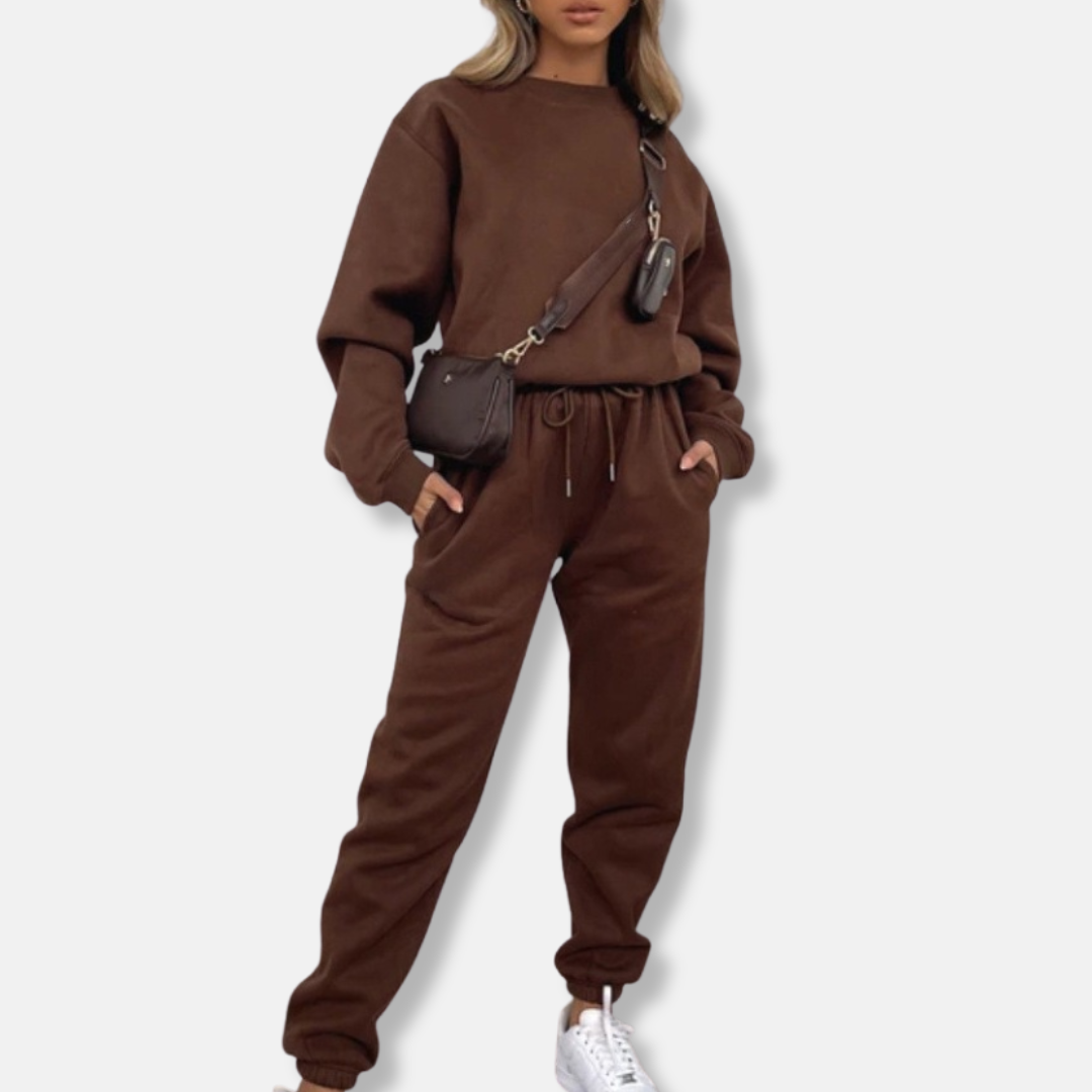 Women's cotton blend two-piece set relaxed fit elastic drawstring waist casual coordinated outfit