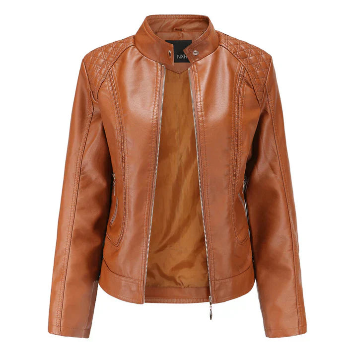 Alda unisex black leather jacket timeless silhouette with premium durable easy-care finish