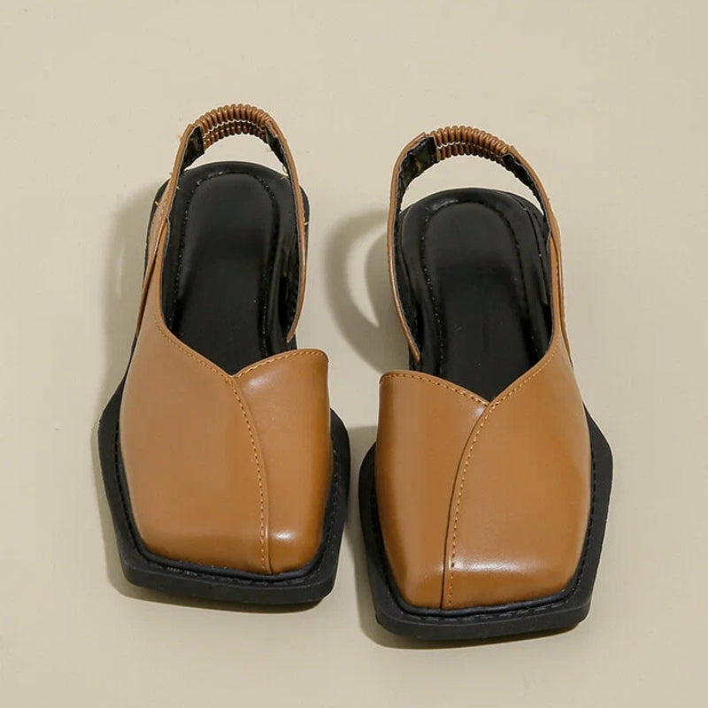 Gia Ferone black vegan leather slip-on flats square-toe cushioned comfort everyday shoes