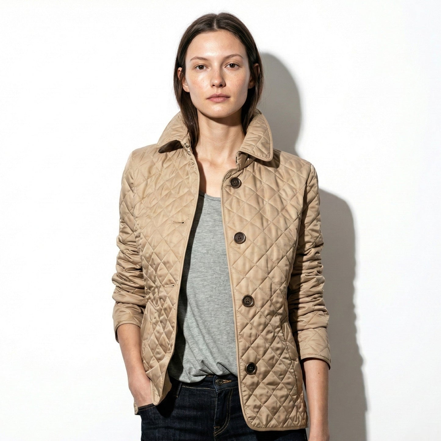 Women's black quilted jacket lightweight insulation relaxed silhouette versatile outdoor layer sizes M-5XL