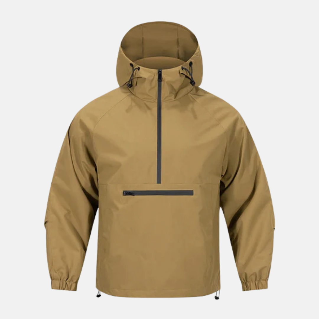 Men's woven blend anorak jacket hooded high neck loose fit hip length casual urban style