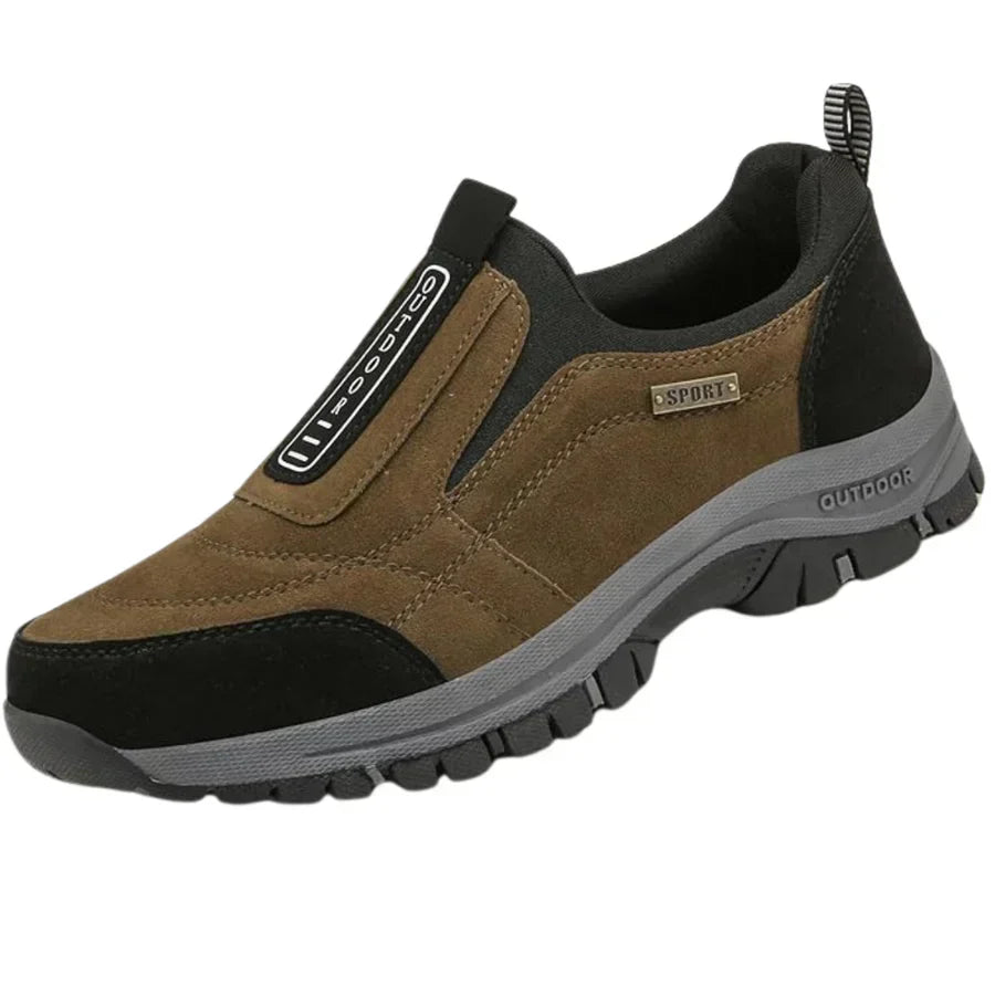 Slip-on trail shoes with rugged tread, cushioned midsole, stretch collar for effortless outdoor wear