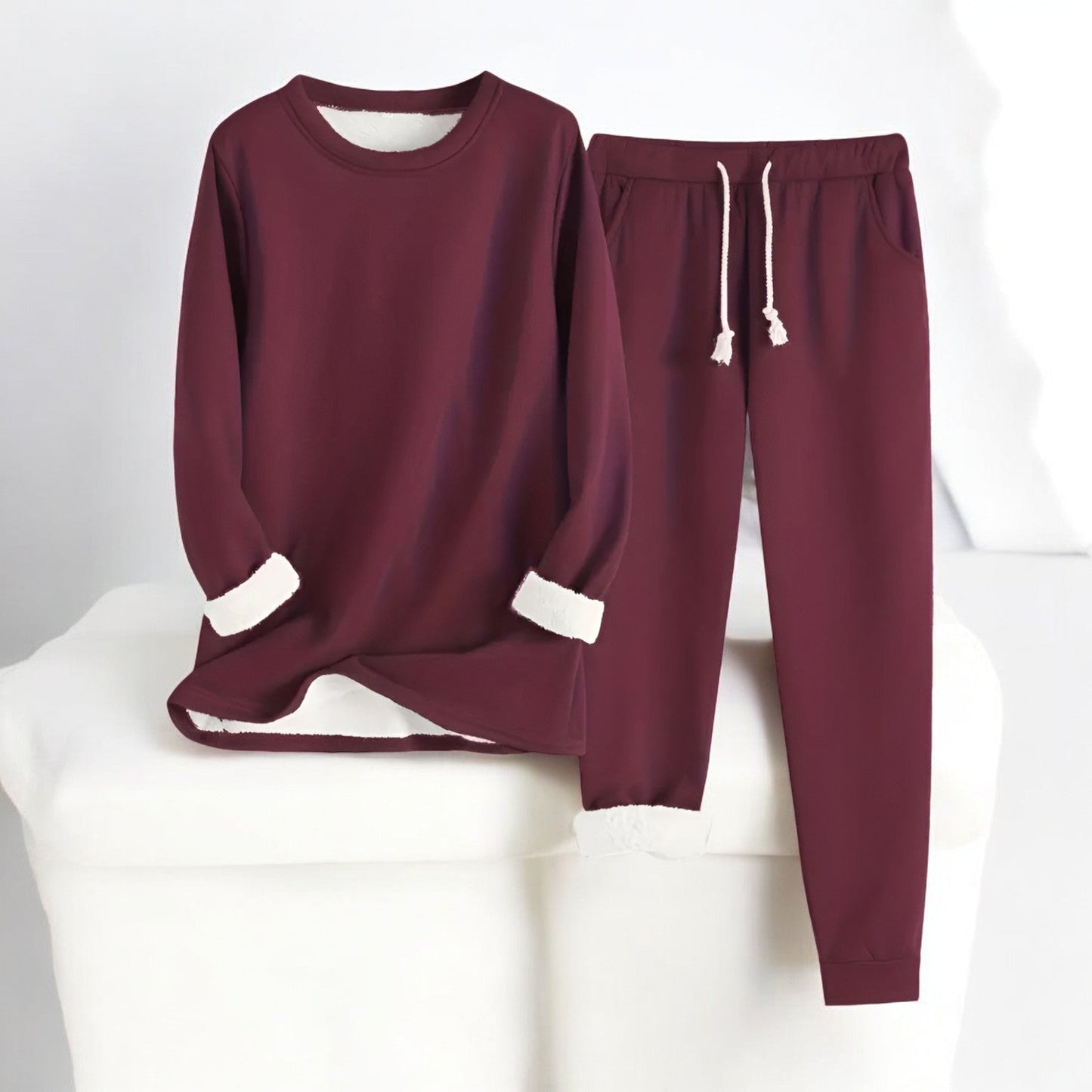 Women's Veda cozy fleece matching set soft plush fabric relaxed fit ultra-warm loungewear