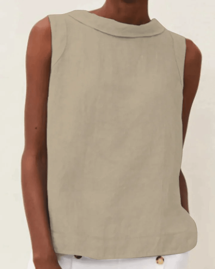 Women's linen short sleeve blouse round neck casual summer top breathable lightweight fit