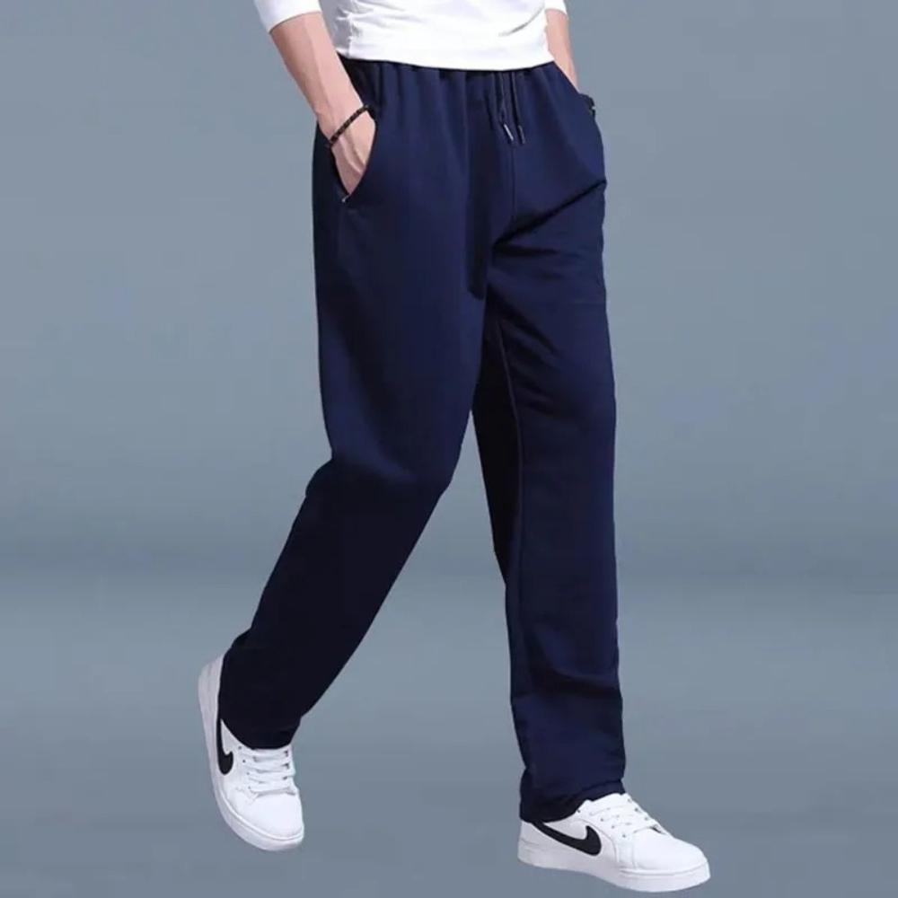 Men's gray cotton-blend jogger pants relaxed fit elastic waist drawstring pockets everyday comfort