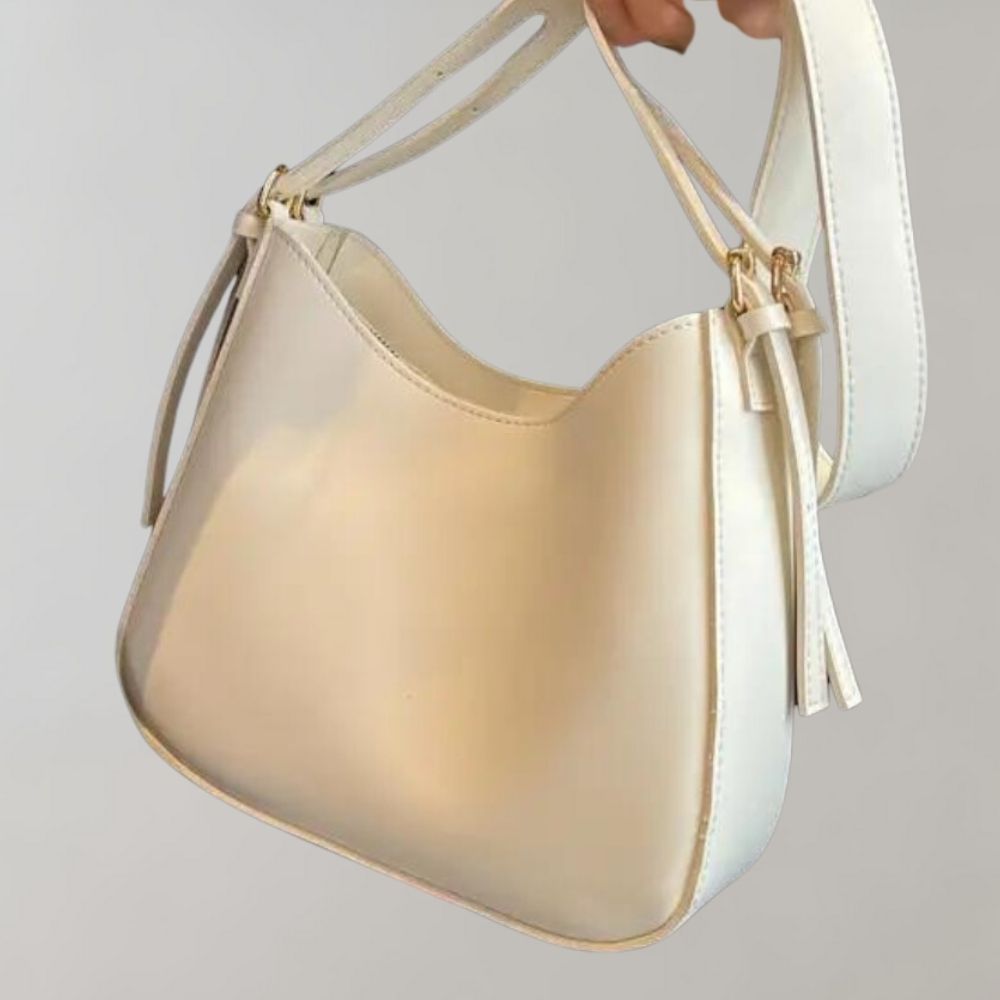 Mila brown PU leather minimalist crossbody shoulder bag with sleek timeless silhouette for everyday use