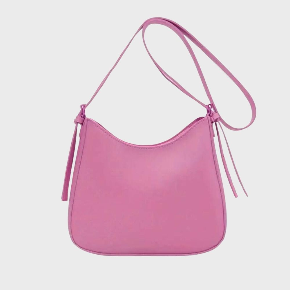 Mila brown PU leather minimalist crossbody shoulder bag with sleek versatile everyday design