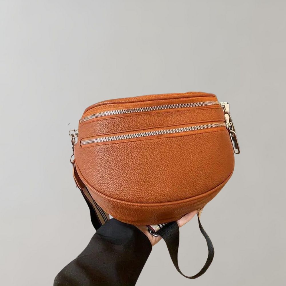 Women's PU leather crossbody bag with double zipper closure, stylish and durable for everyday use