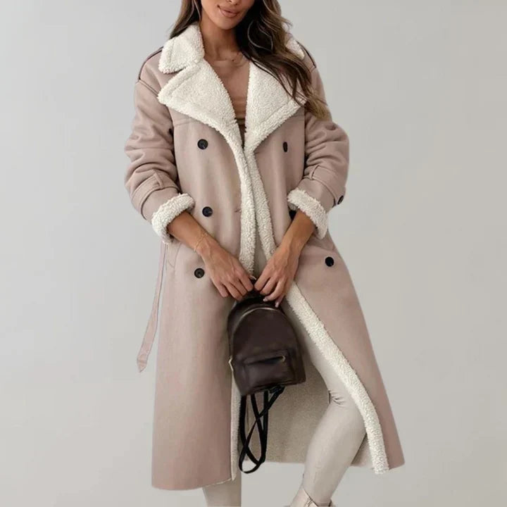 Women's long winter coat elegant silhouette warm stylish everyday outerwear for cold weather comfort