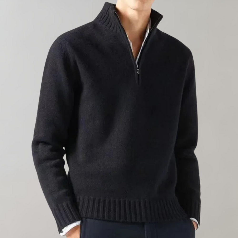 Men's cozy fleece zip-up sweater for outdoor activities, full-length zipper, warm layering comfort