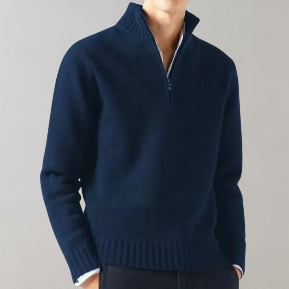 Men's warm fleece zip-up sweater for outdoor activities, cozy full-length zipper comfort