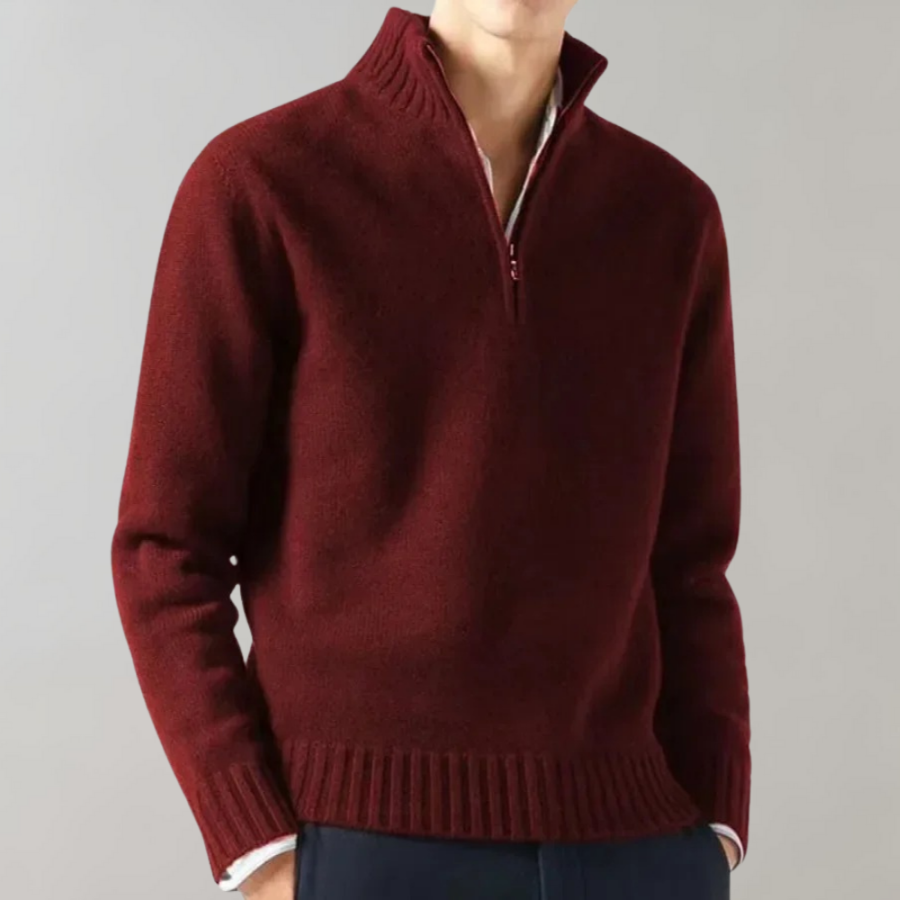 Men's warm fleece zip-up sweater for outdoor activities, cozy full-length zipper comfort
