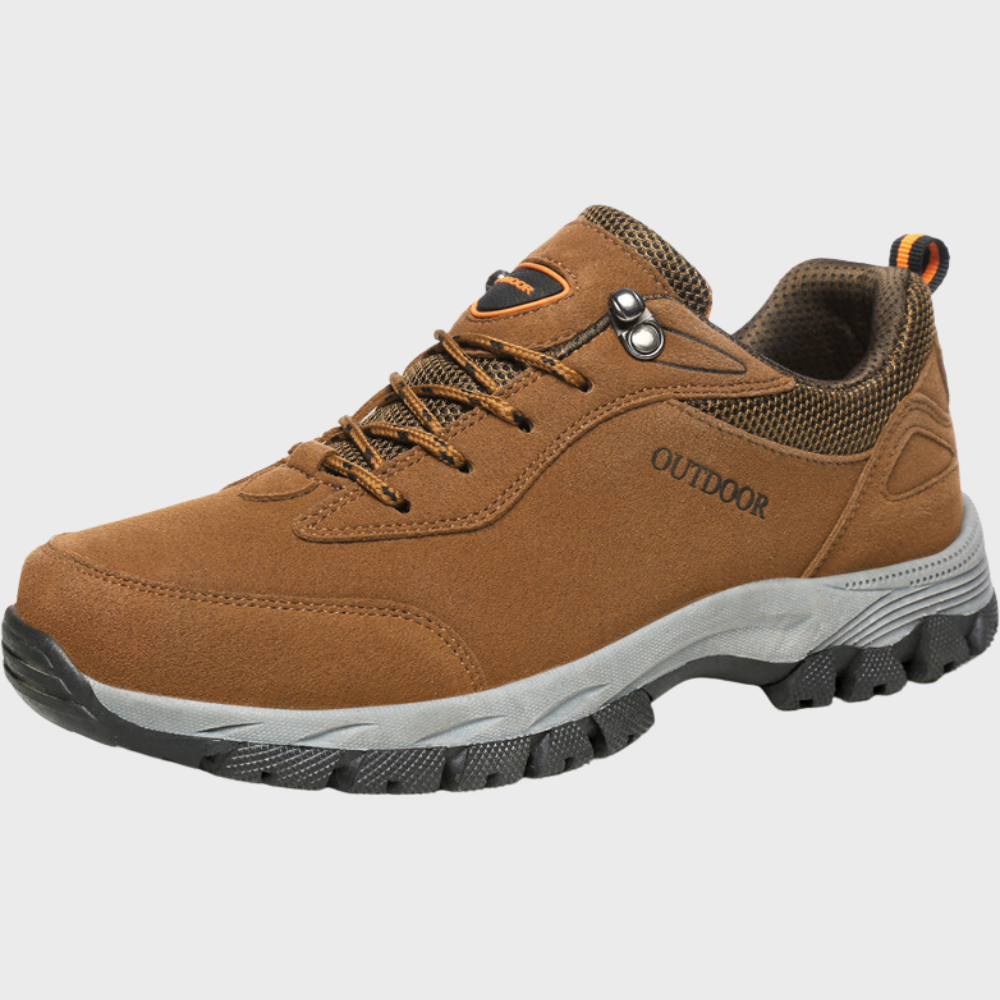 Men's brown suede hiking shoes breathable upper shock-absorbing sole all-terrain urban trail footwear