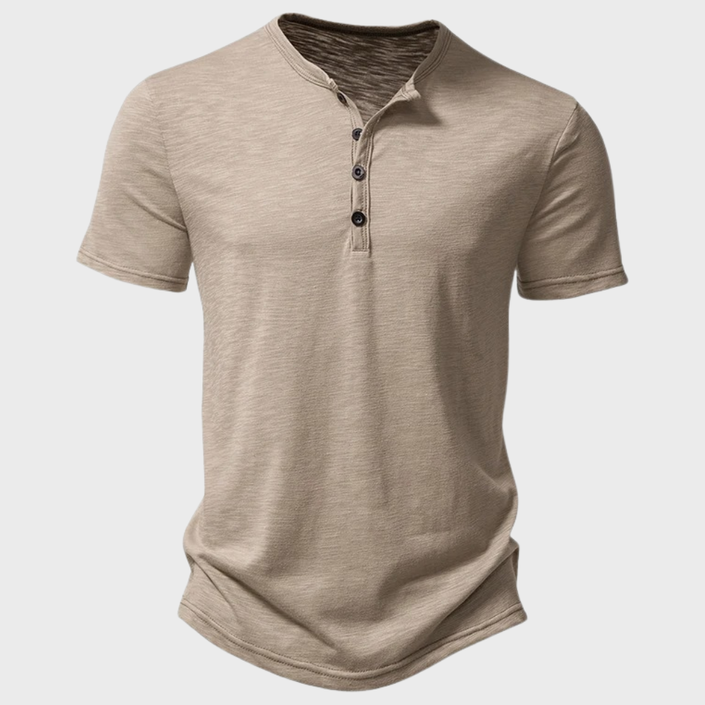 Toby men's soft fabric round neck button T-shirt breathable everyday essential casual style