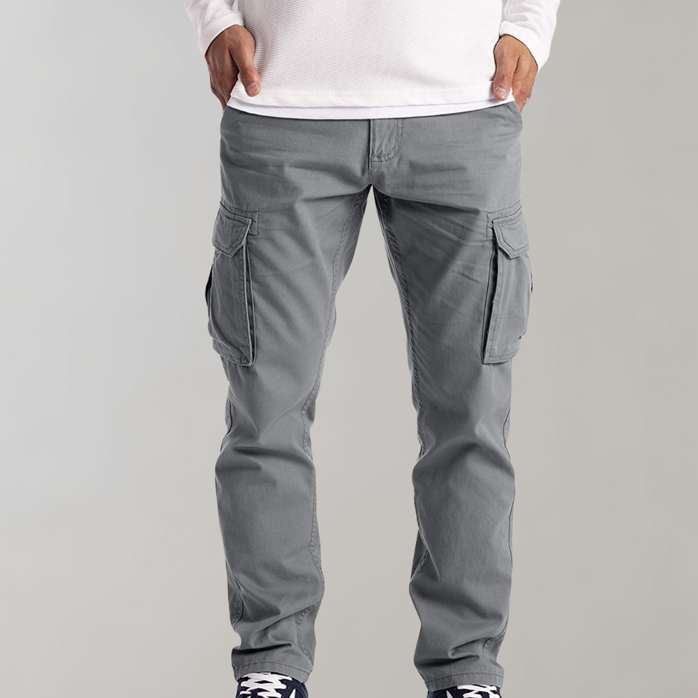 Men's relaxed-fit cotton cargo pants with multiple practical pockets for outdoor and everyday wear