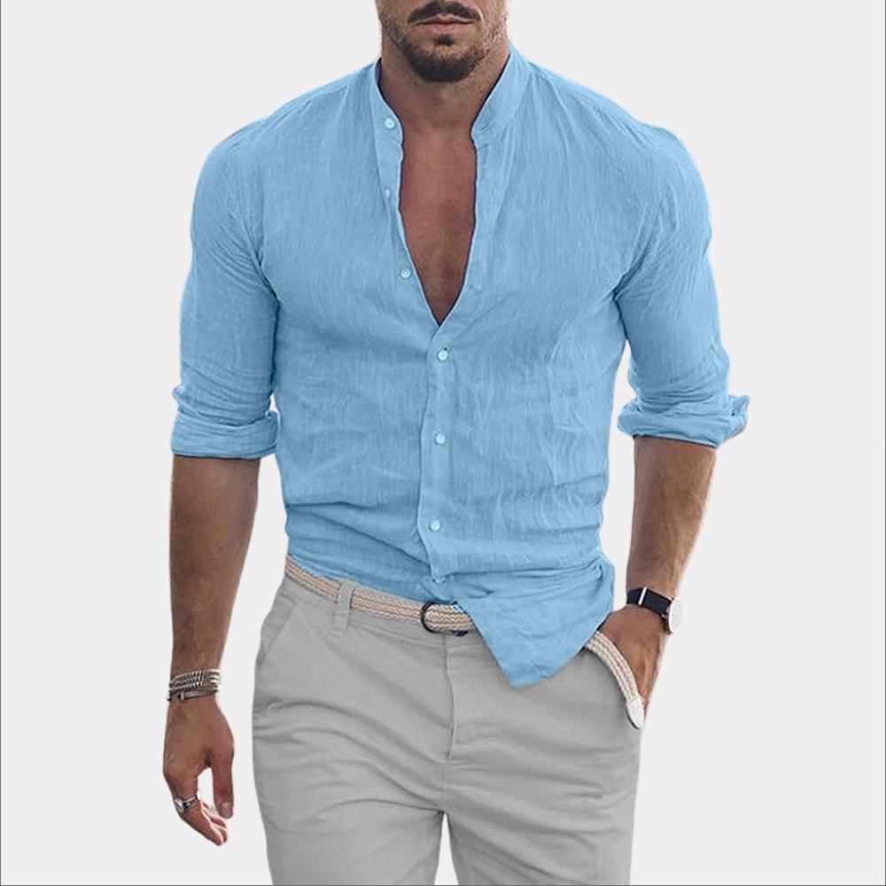Men's lightweight linen casual shirt breathable relaxed fit versatile everyday style for office or weekend