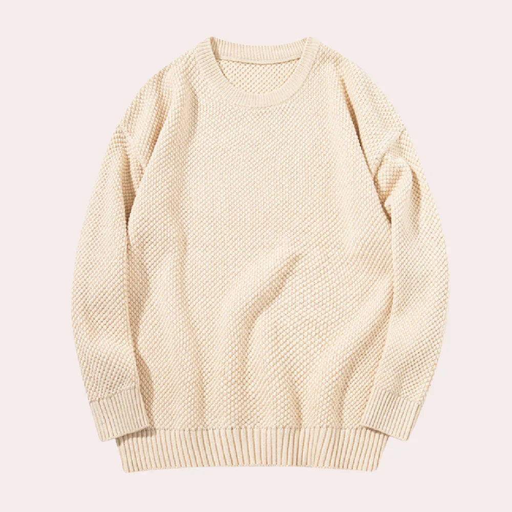 Men's casual crewneck sweater in a timeless silhouette, lightweight sustainable everyday pullover
