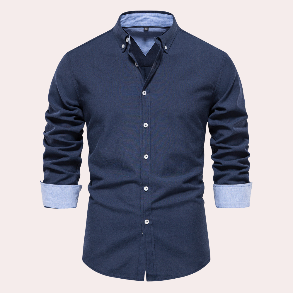Men's white cotton button-down collar shirt tailored fit versatile formal casual wear crisp silhouette