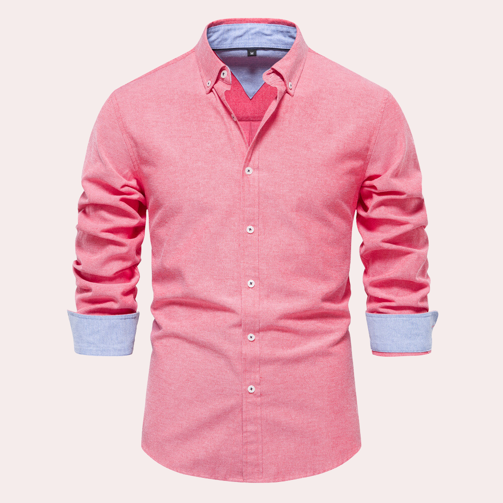 Men's white cotton button-down collar shirt tailored fit formal casual breathable crisp fabric