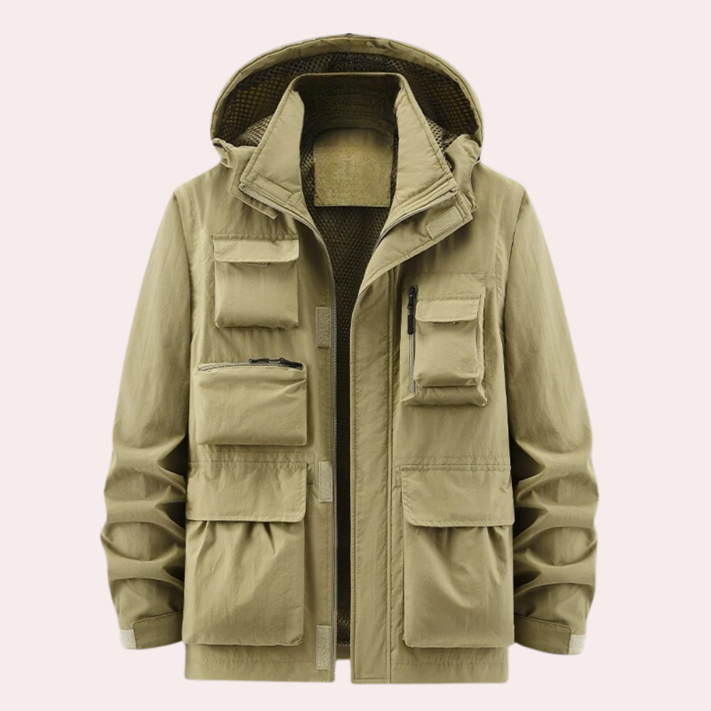 Men's insulated winter parka with hood, windproof water-repellent jacket with warm breathable lining