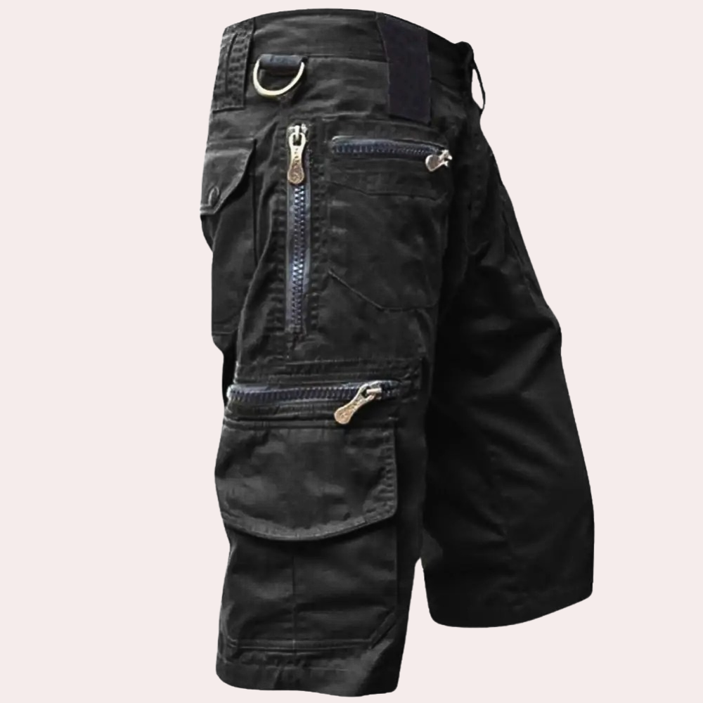 Men's denim cotton tactical shorts in rugged cut with durable all-season comfort design