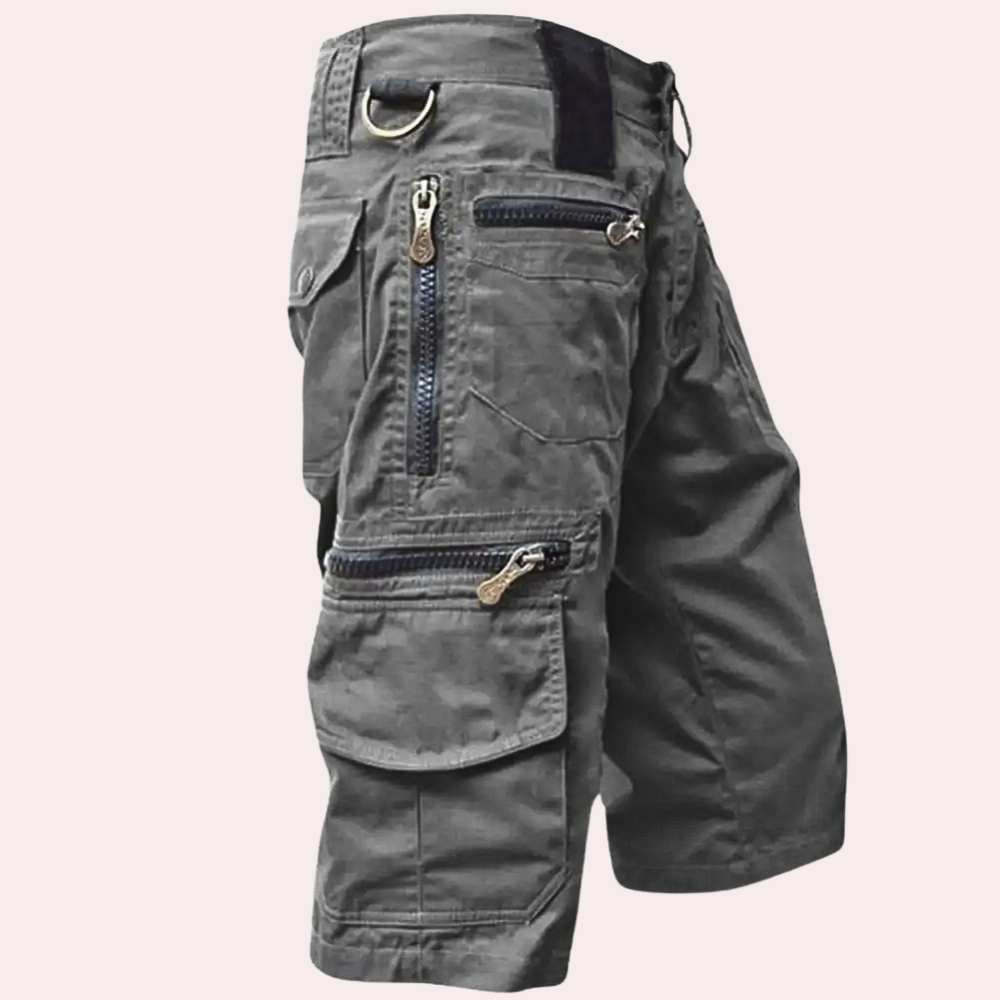 Yves men's tactical shorts denim cotton blend rugged multi-pocket design all-season active wear