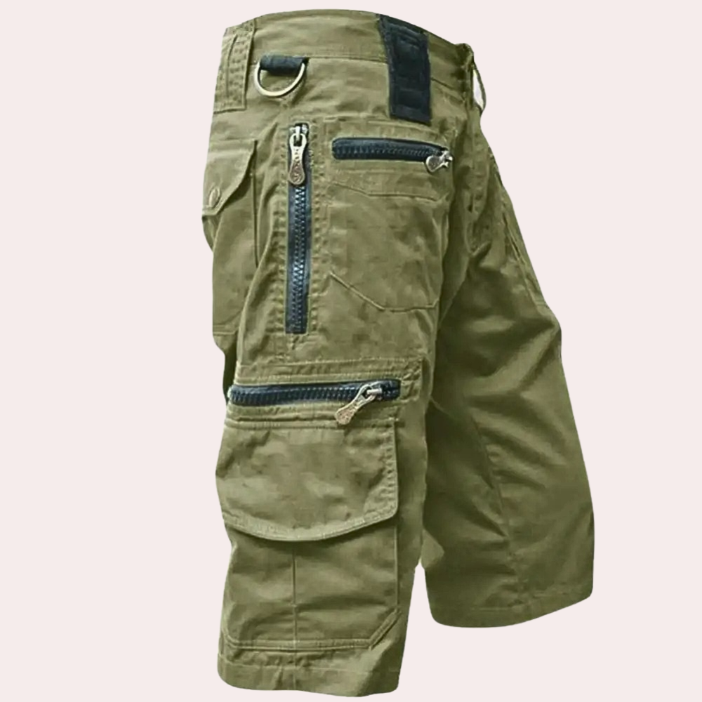 Men's tactical denim cotton blend shorts in rugged style, all-season comfort with durable multi-pocket design
