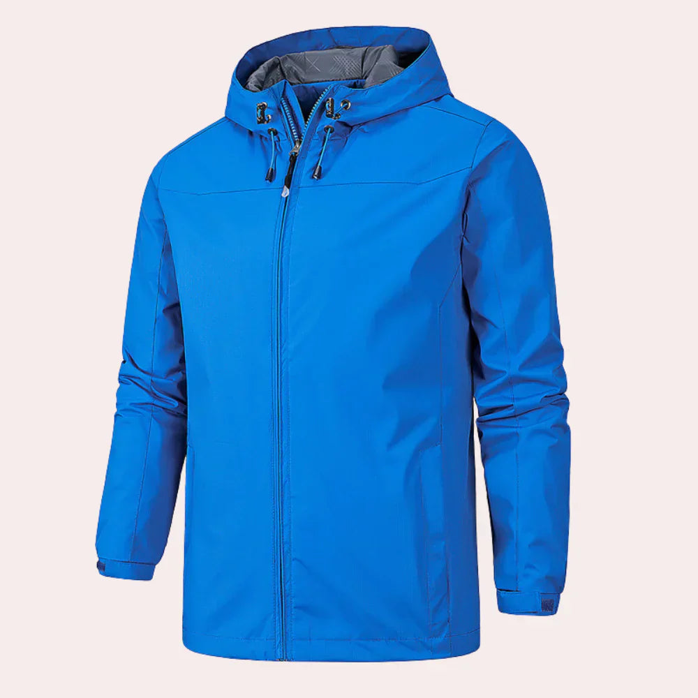 Men's lightweight hooded windbreaker jacket, windproof rainproof slim fit for outdoor activities