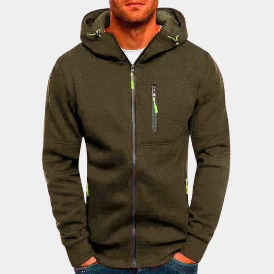 Jacks men's gray zip-up hoodie sweatshirt casual fit with full-zip closure for all-day comfort