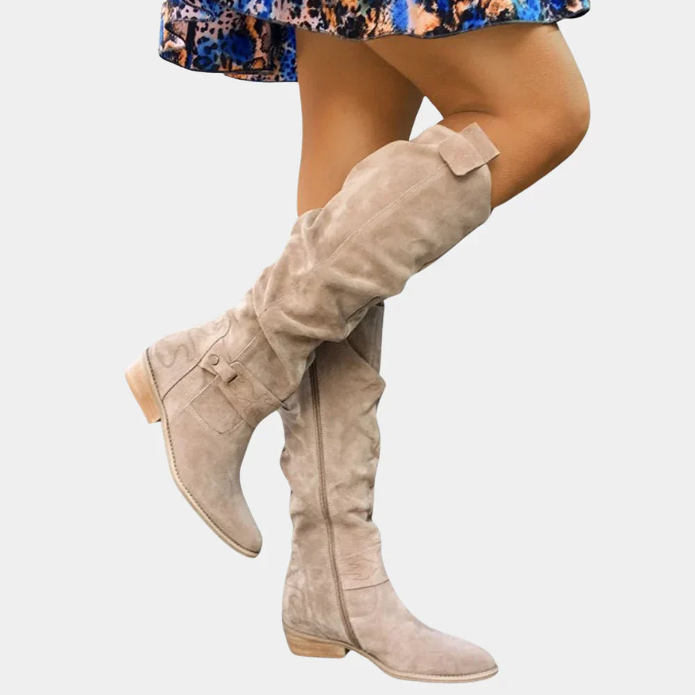 Amelia women's knee-high winter boots with side zipper, sleek silhouette for everyday and occasions