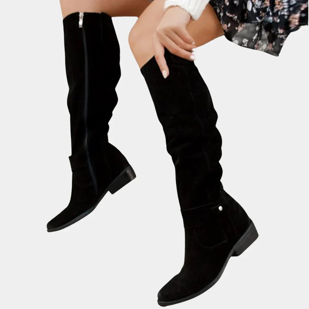 Amelia women's knee-high winter boots with side zipper, sleek silhouette for everyday and occasion wear