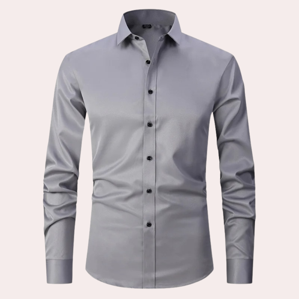 Men's tailored fit long sleeve button-down collar dress shirt for business and casual wear