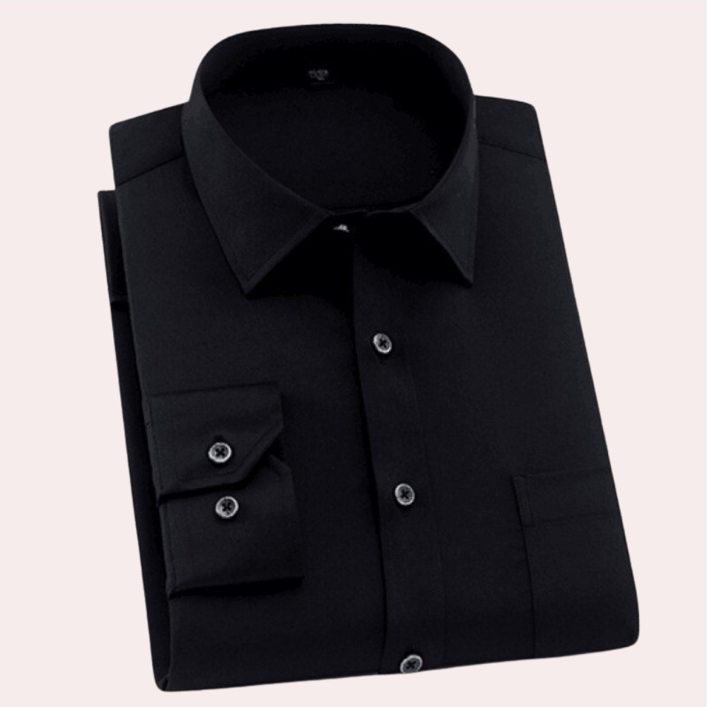 Men's non-iron cotton dress shirt classic collar regular fit adjustable cuffs wrinkle-free professional