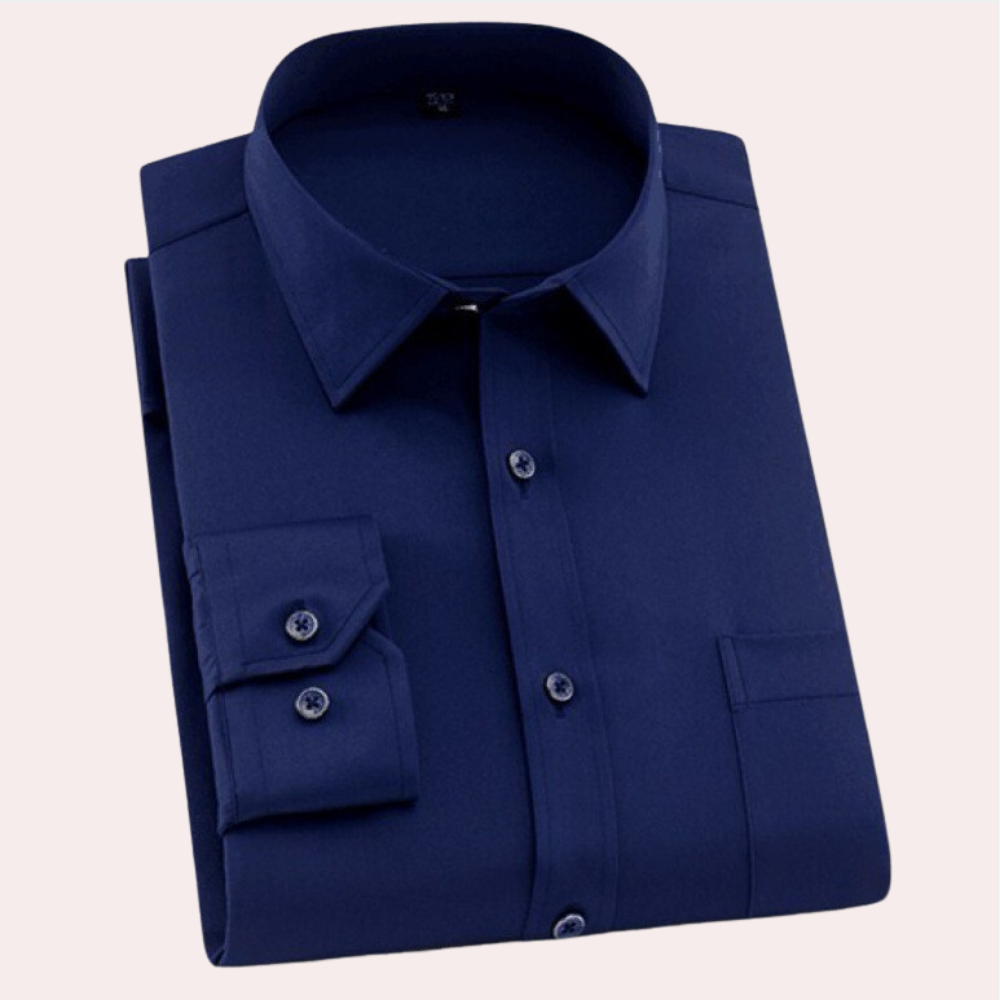 Men's non-iron cotton dress shirt classic collar regular fit adjustable cuffs wrinkle-free professional