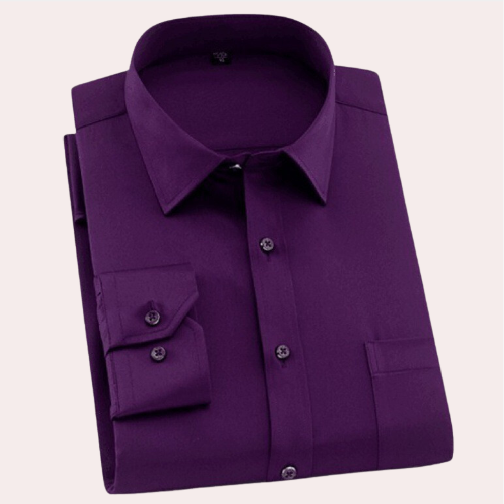 Men's non-iron cotton dress shirt classic collar regular fit adjustable cuffs wrinkle-free professional