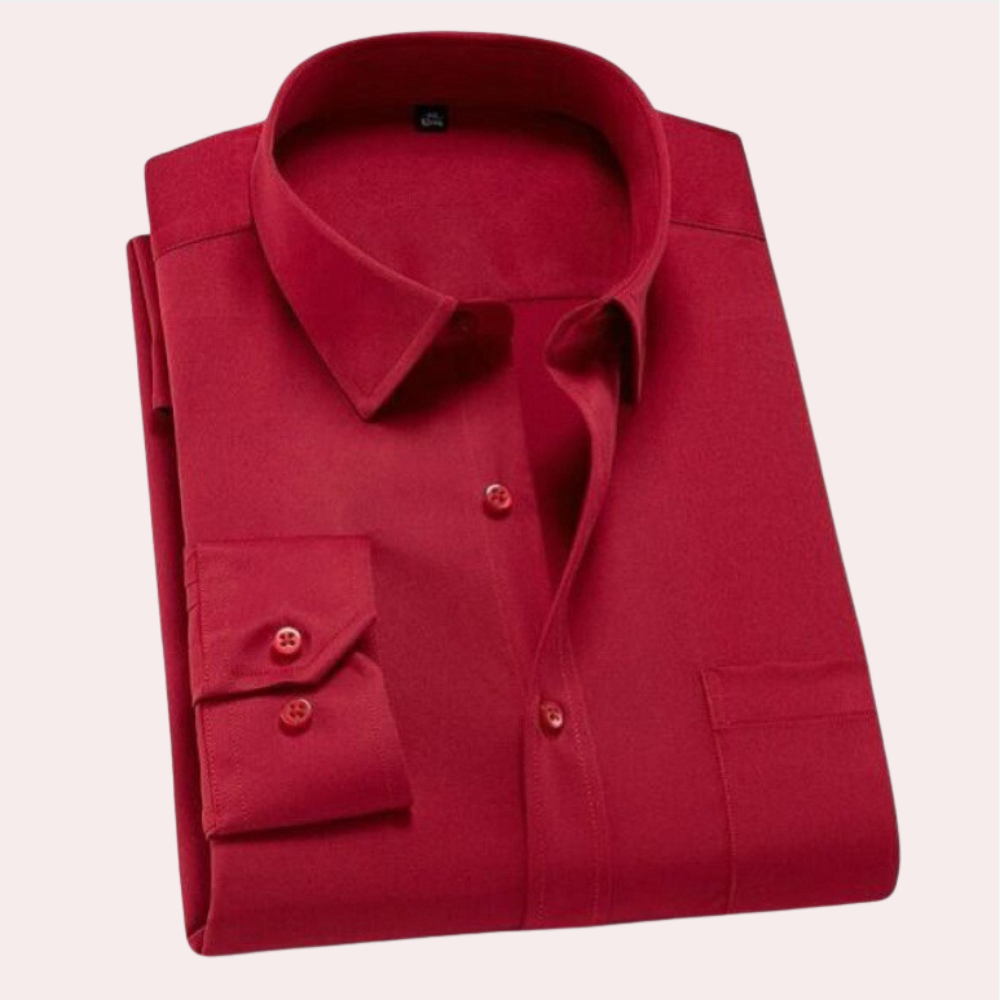 Men's non-iron cotton dress shirt classic collar regular fit adjustable cuffs wrinkle-free professional style