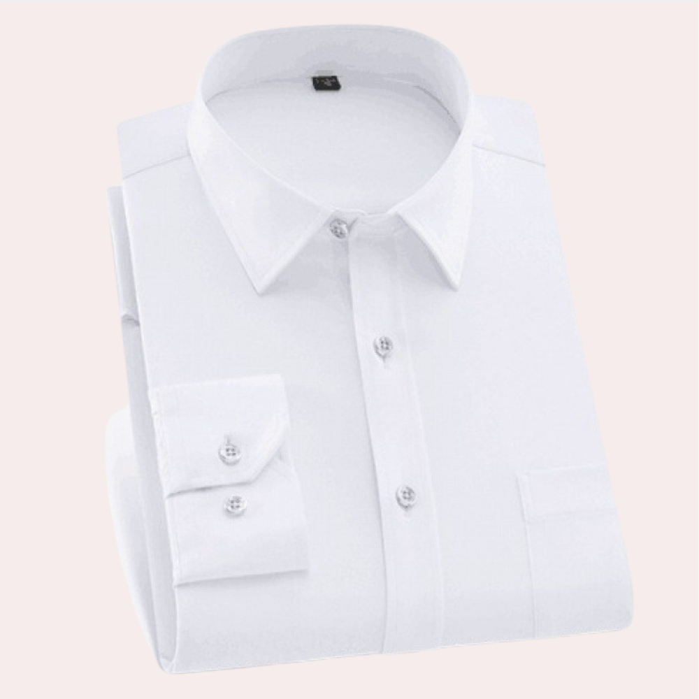 Men's non-iron cotton dress shirt classic collar regular fit adjustable cuffs wrinkle-free professional