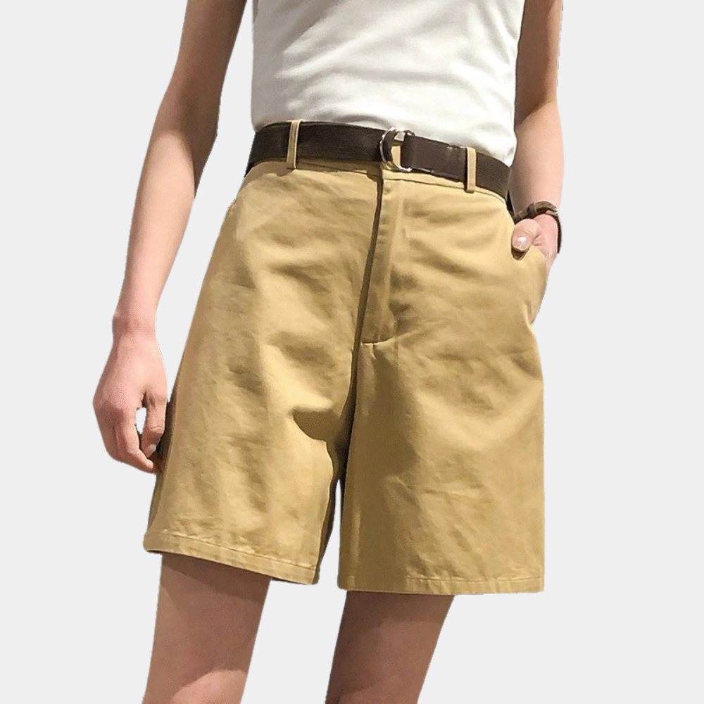 Hannah women casual straight-cut cotton shorts button closure comfortable everyday wear versatile styling
