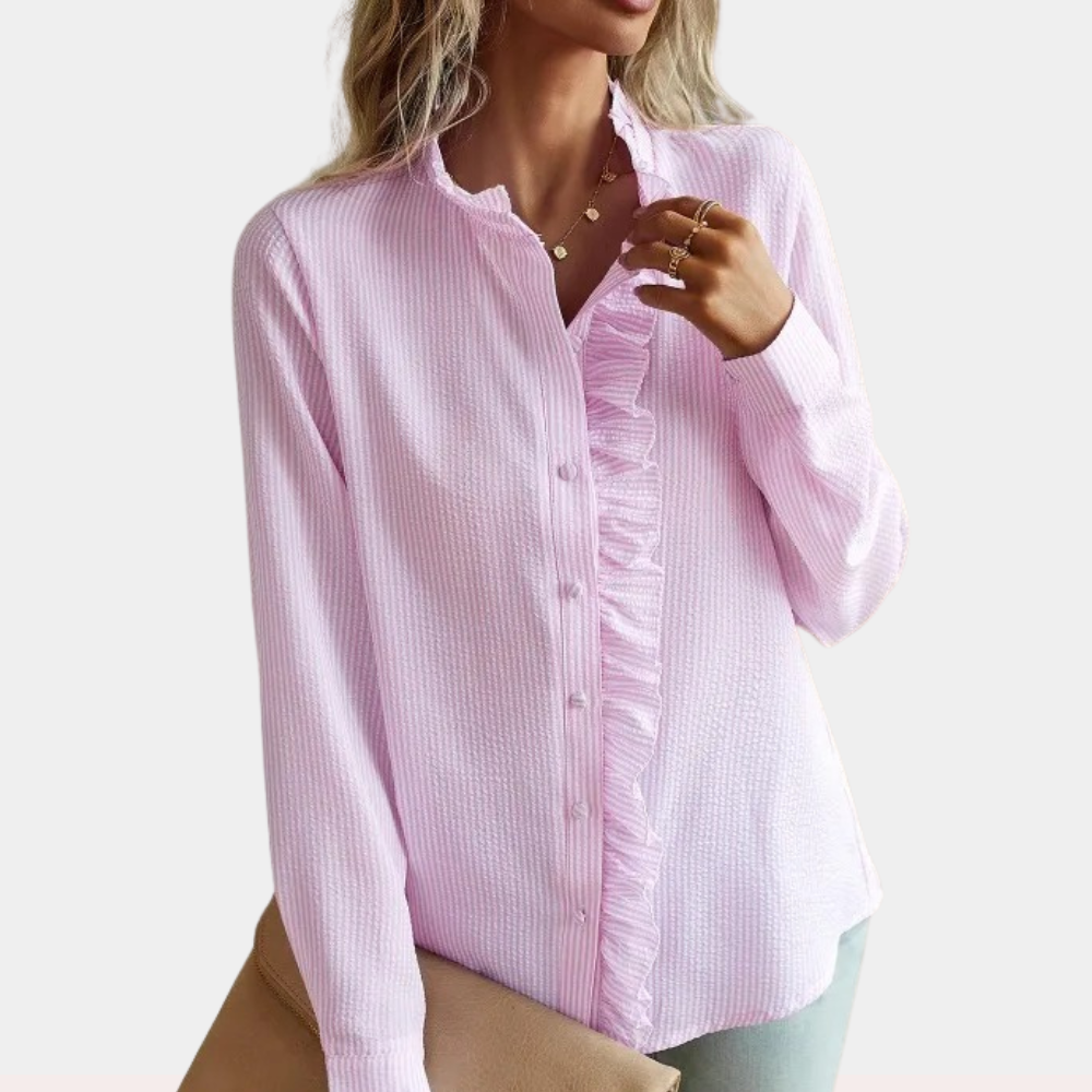 Women's striped summer blouse lightweight breathable polyester relaxed fit modern stripe pattern