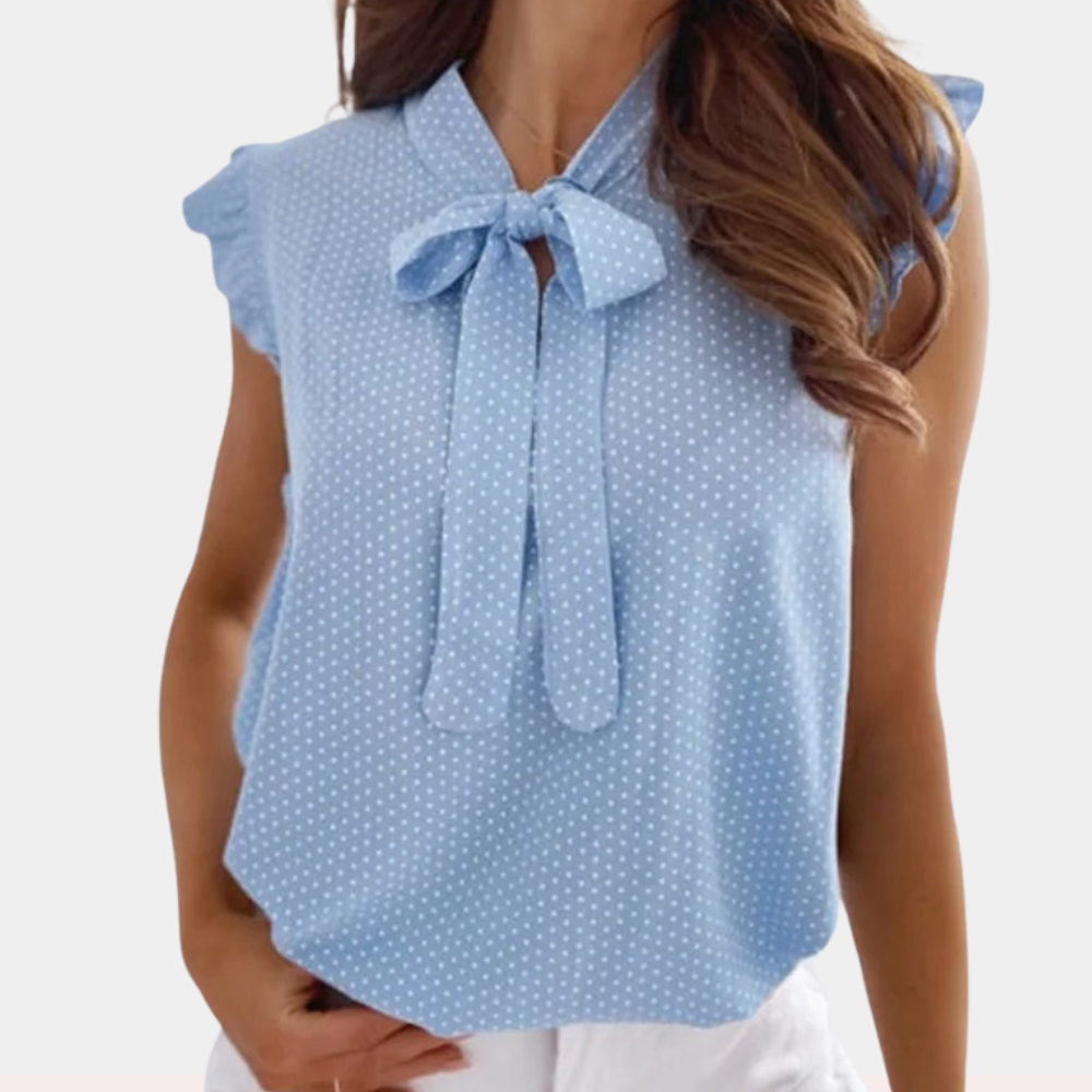 Women's lightweight summer blouse elegant string detail breathable everyday shirt versatile casual style