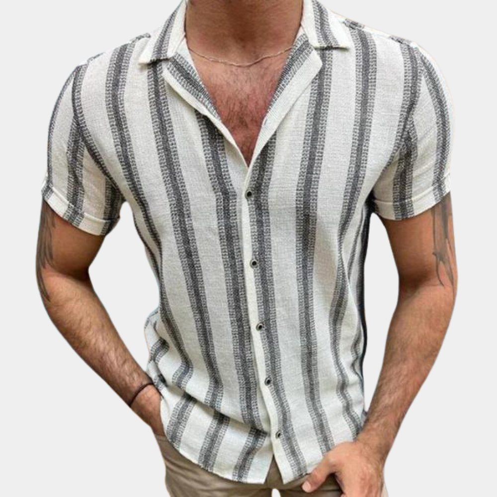Men's light blue linen casual summer shirt relaxed fit breathable lightweight for hot days