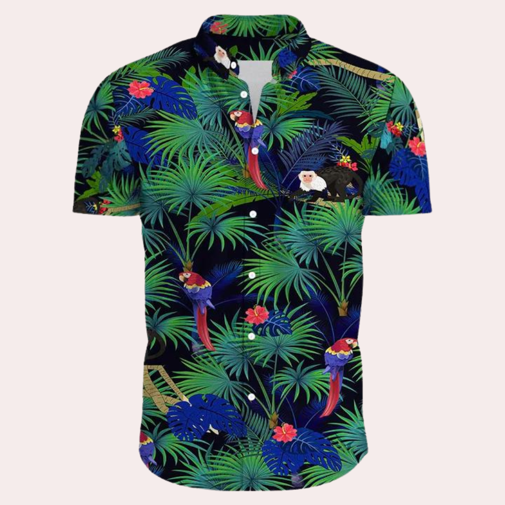 Men's tropical floral short sleeve shirt lightweight breathable relaxed fit vacation-ready summer style