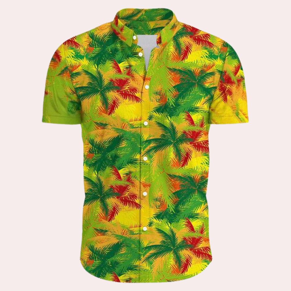 Men's tropical floral short sleeve shirt lightweight breathable relaxed fit vacation-ready summer style