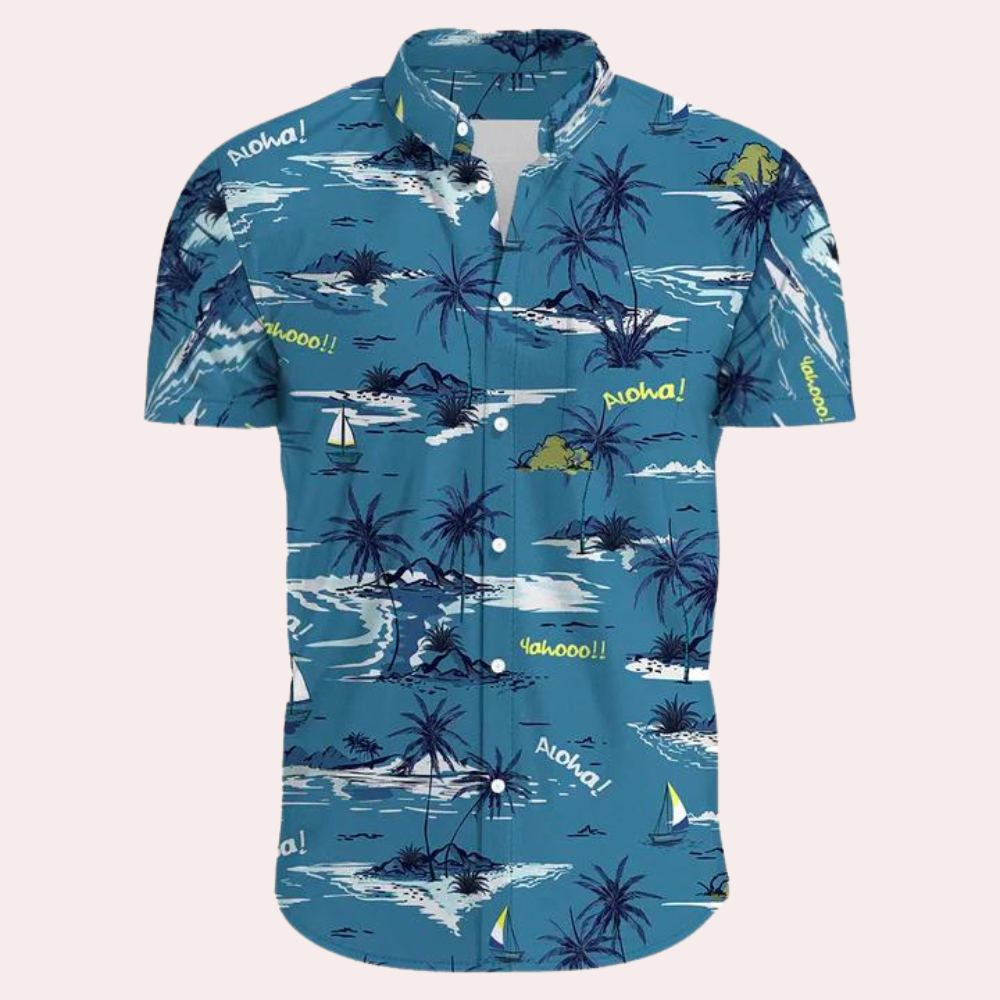 Men's tropical floral short sleeve shirt lightweight breathable relaxed fit vacation-ready summer style