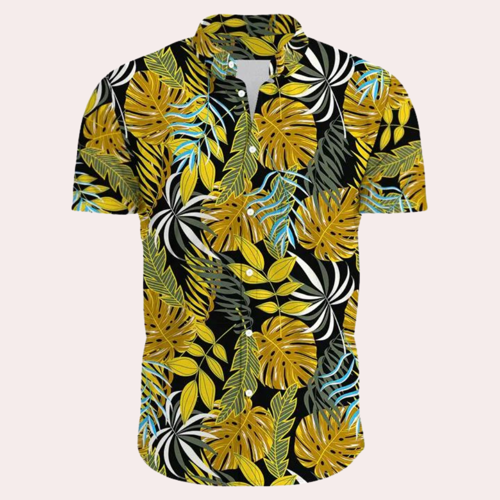 Men's tropical floral short sleeve shirt lightweight breathable relaxed fit vacation-ready summer style