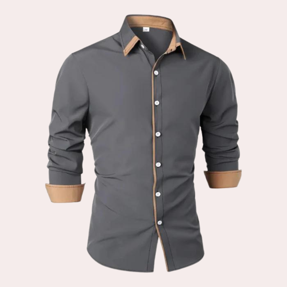 Men's classic autumn shirt slim fit timeless elegant silhouette in high-quality durable fabric